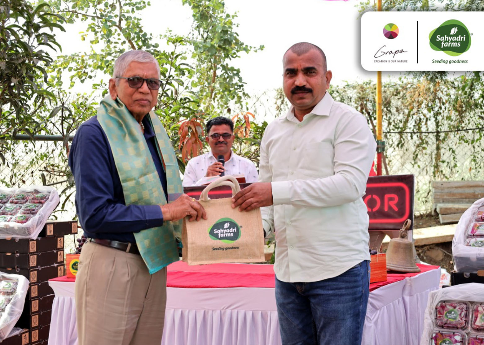 Jagannath Khapare, President of Grape Exporters Association of India (left) and Vilas Shinde, Chairman Sahyadri Farms (right)