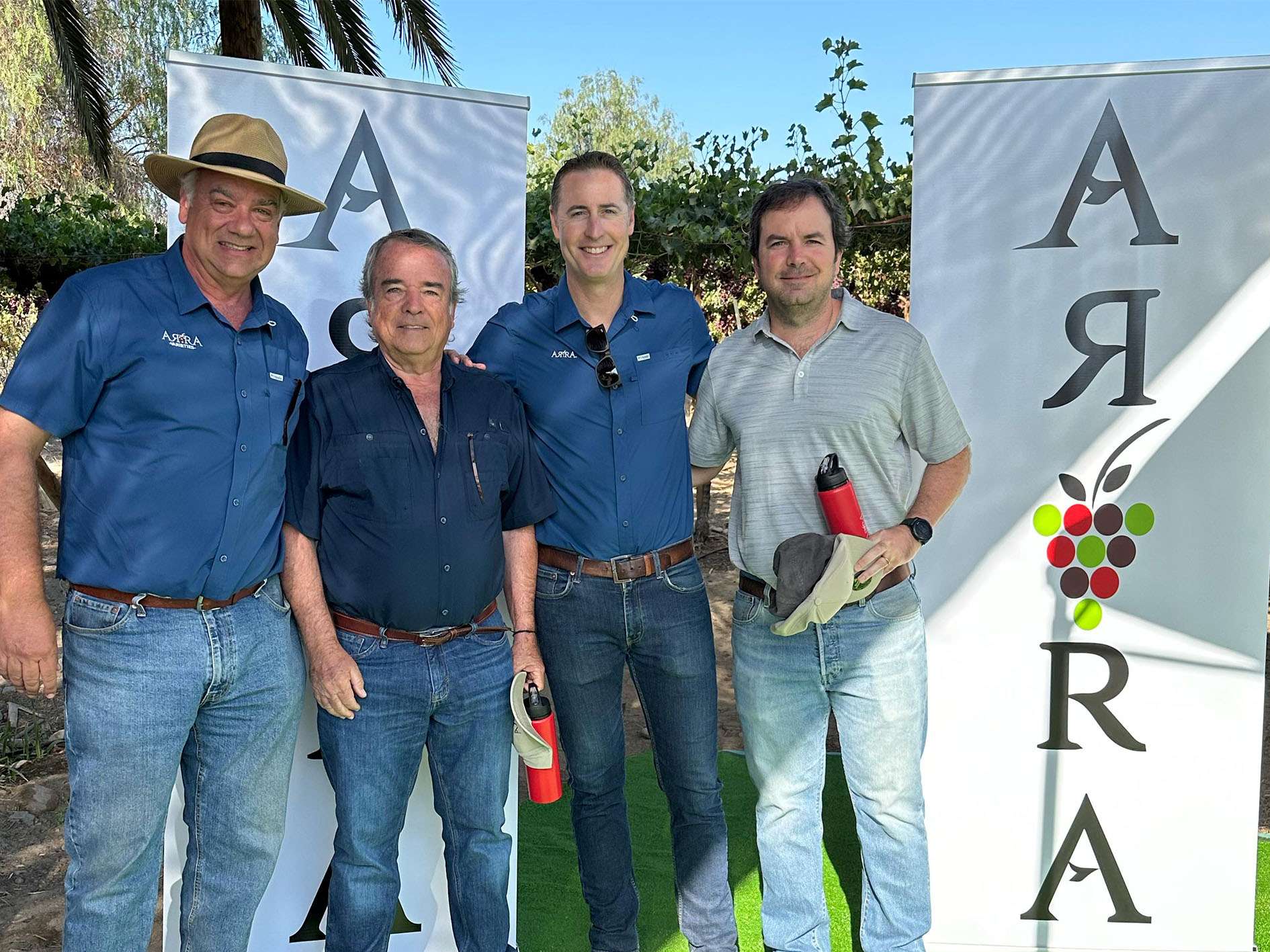 Sergio Ruiz-Tagle Correa and Sergio Ruiz-Tagle Borda, owners of Fruticola exportadora Atacama with Karl Conrads and Randy Giumarra