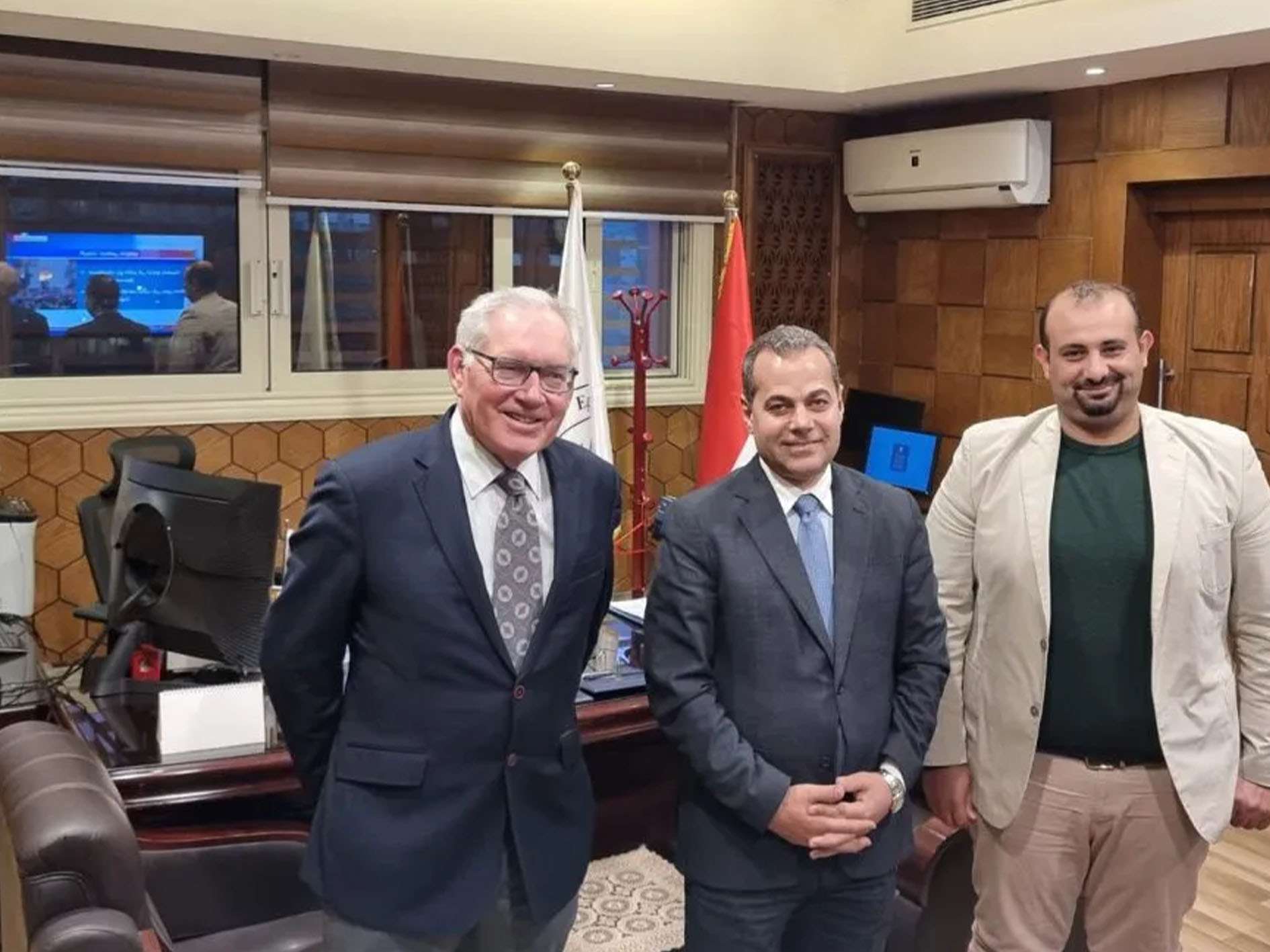 Duncan Macintyre, President of The Breeders' Alliance with Prof Saad Moussa, Head of Foreign Agricultural Relations and the Central Administration of Plant Quarantine, and Mr Elsayed Abbas, Technical Director of the Central Administration of Plant Quarantine, Egypt