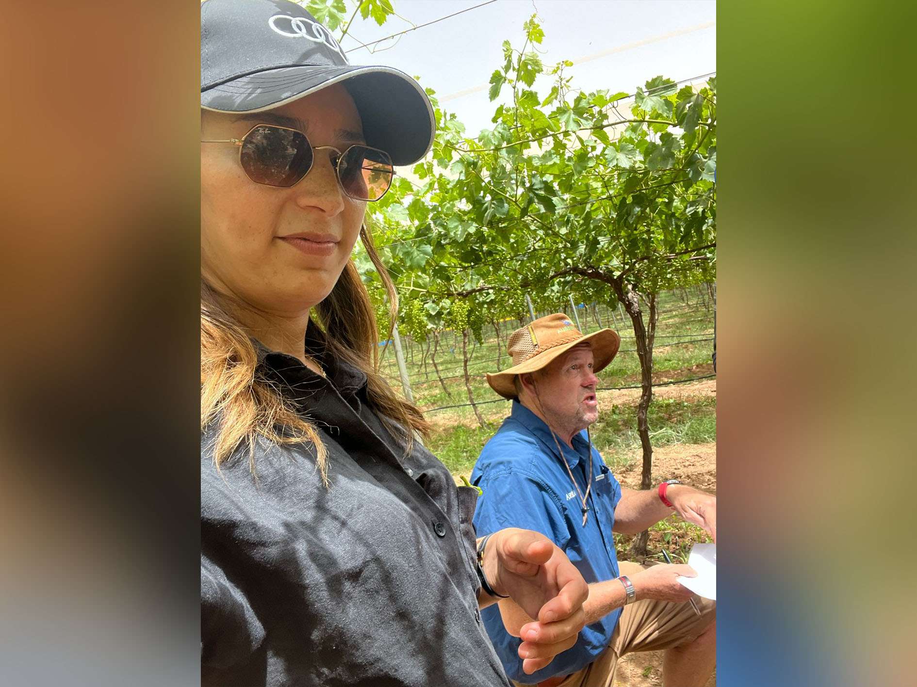 With Meriem Soulali, Coopérative Agricole M'brouka GROUP at the vineyards